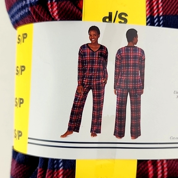 NWT NAUTICA Women's Sleepwear  Set 2 Piece Red Navy Fleece Plaid Stretch Sz S - Picture 5 of 8